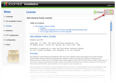Joomla license information