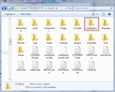 Remove the 'installation' folder
