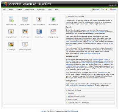 Joomla administration log in