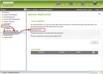 Change the port for remote replication